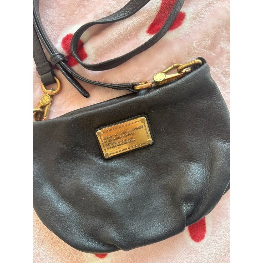 Marc By Marc Jacobs Crossbody Bag Small Classic Q Percy Black Pebbled Leather